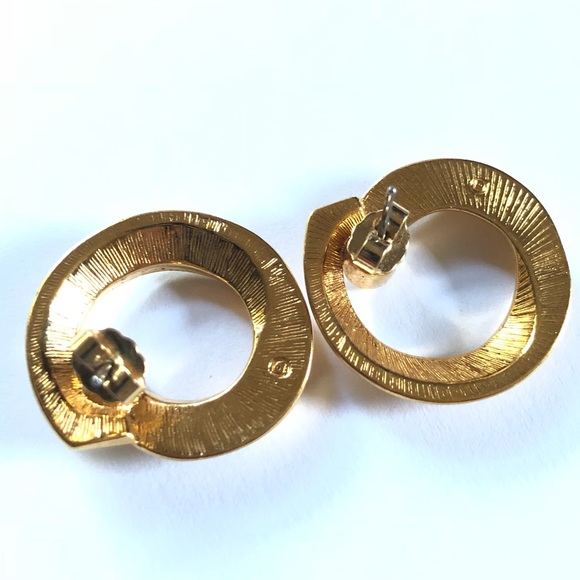 Vintage Gold tone earrings with cubic zirconia - Picture 4 of 4